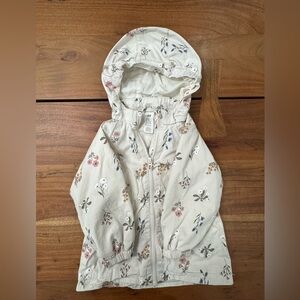 H&M Cream/Floral Hooded Toddler Twill Jacket